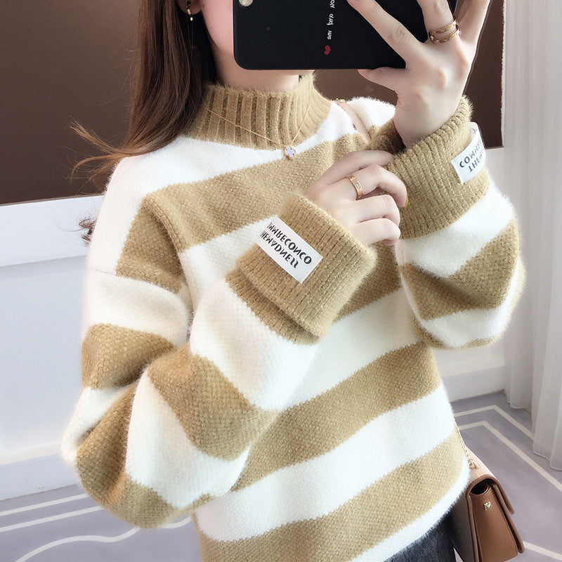 Cozy Elegance Embrace Autumn and Winter in Style with Our Chenille Stripe Thickening Sweater Offering Comfortable Loose Fit for Women