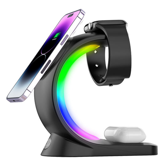 Magnetic Wireless Charger with Atmosphere Light for All Your Devices 4-in-1