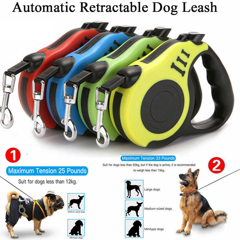 Retractable Dog Lead, Heavy Duty Dog Lead, Automatic Extendable, for Small, Medium and Large Dog Breeds Automatic Retractable Dog Leash Pet Collar Automatic Walking Lead FreeLeash