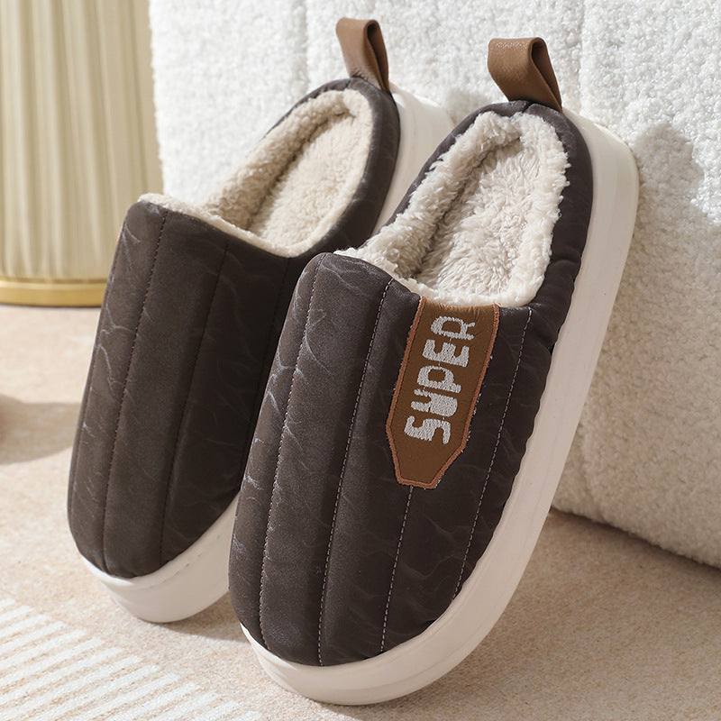 Stay Cozy and Stylish with Striped Home Slippers: Waterproof, Thick-Soled, Non-Slip, and Warm - Perfect for Women, Men, and Couples in Autumn and Winter