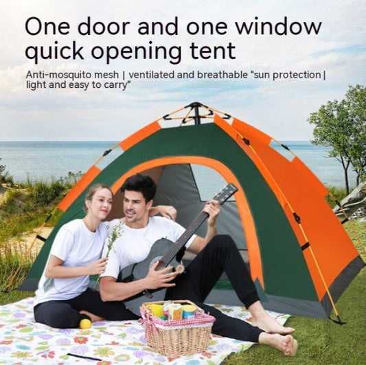 Double Camping Beach Tent Outdoor Thickened Sun Block Rain Proof with One Window and Automatic Setup for Easy Enjoyment