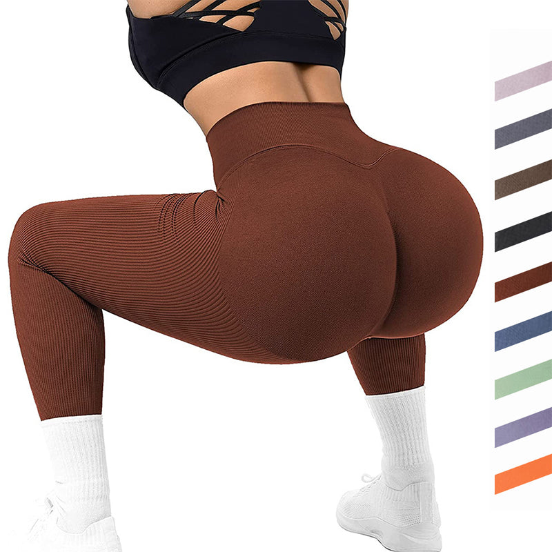 Seamless Sculpt High Waist Threaded Knitted Leggings for Women Fitness and Running