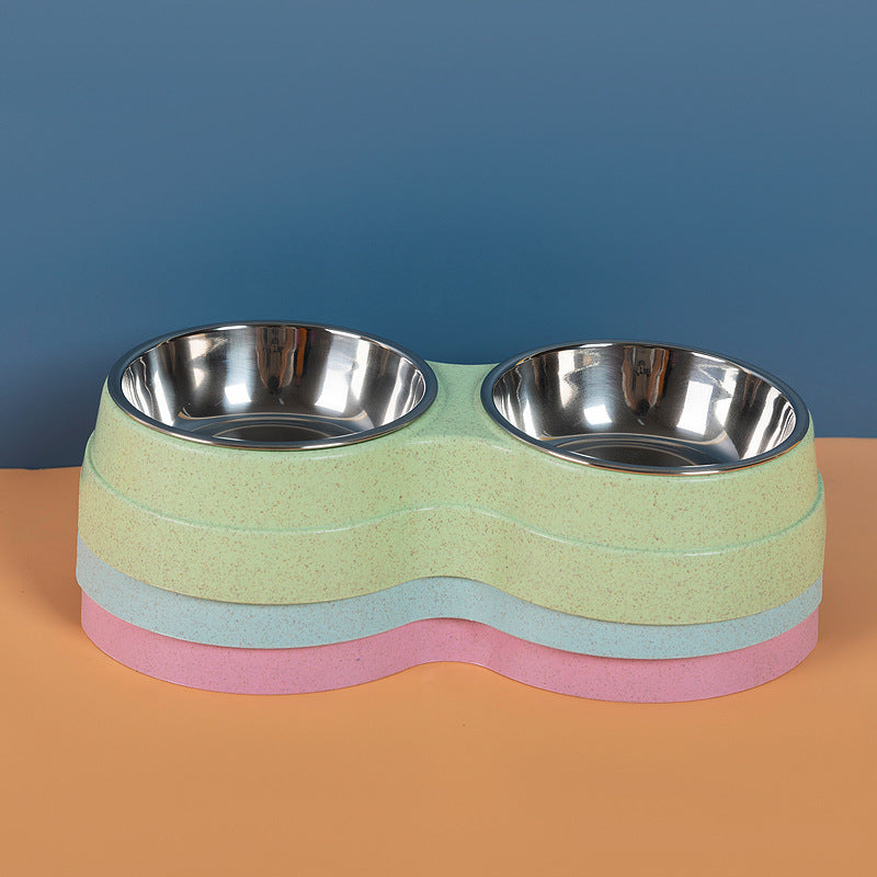 Double Pet Bowls - Stainless Steel Feeder for Cats and Dogs