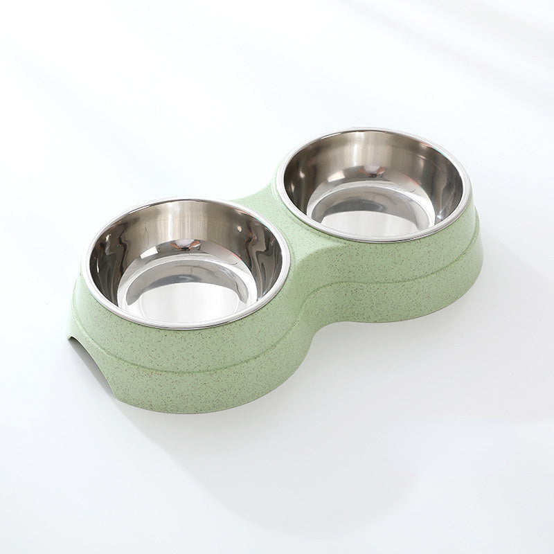 Double Pet Bowls - Stainless Steel Feeder for Cats and Dogs