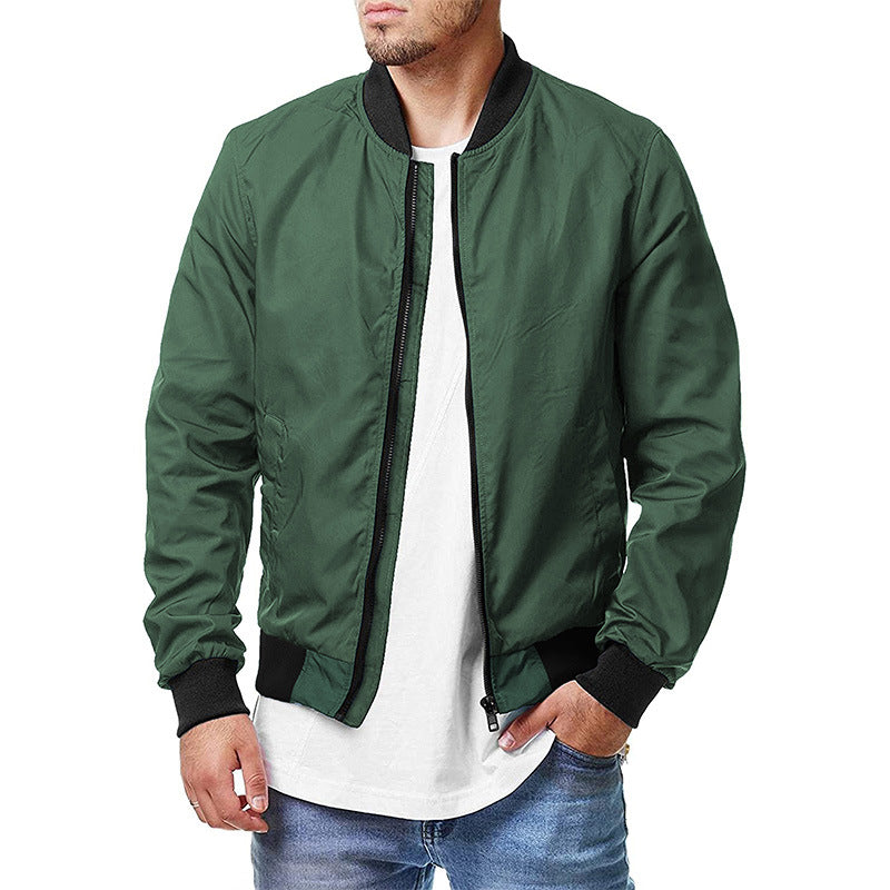 Men's Casual Windproof Bomber Jacket: Full Zip, Warm, Large Size