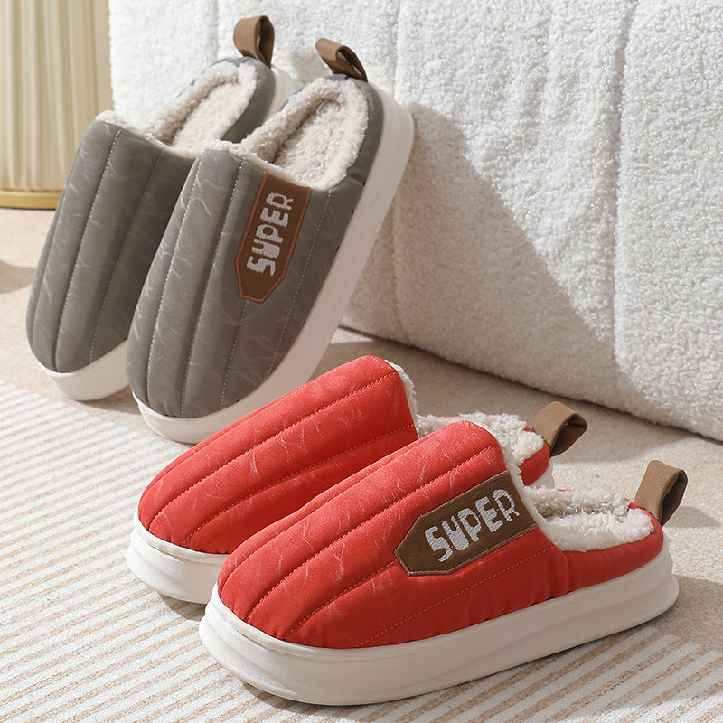 Stay Cozy and Stylish with Striped Home Slippers: Waterproof, Thick-Soled, Non-Slip, and Warm - Perfect for Women, Men, and Couples in Autumn and Winter