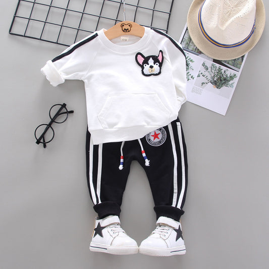 Cozy Duo Round Neck Long Sleeved Sweater and Trousers Two Piece Children's Suit