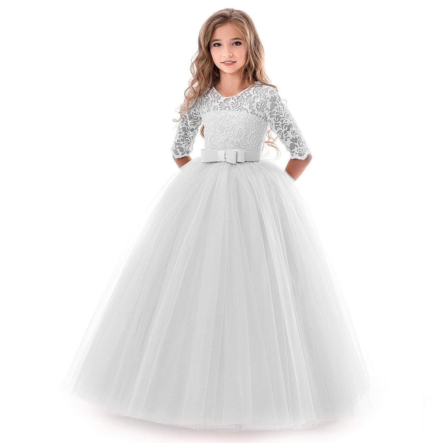 Princess Flower Girl Dress Long-Sleeve Wedding Dress for Children Perfect for Little Princesses