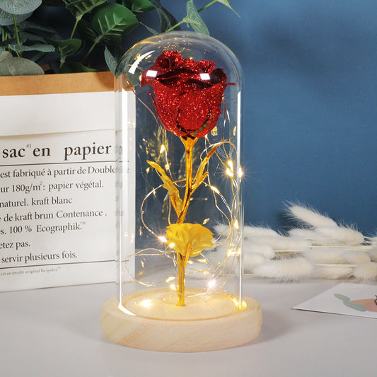 Eternal Rose with LED Light in Glass - Romantic Gift