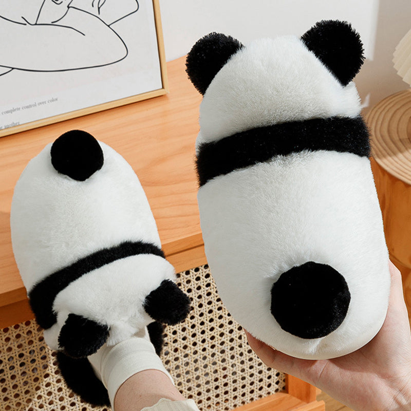 Step into Winter Wonderland with Cute Panda Plush Slippers: Warm, Cartoon-Inspired, Non-Slip, and Ultra-Comfy Thick Sole Footwear for Women at Home