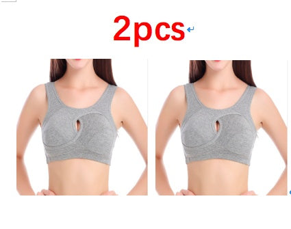 Supportive Comfort Cotton Anti Expansion Anti Sag Sports Bra with Gathering Adjustment for Active Wear