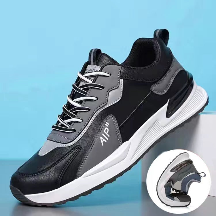 Step Out in Style Versatile and Trendy Casual Men Shoes with Soft Sole Color Block Design and Lace Up Sneakers  Perfect for Running and Sports