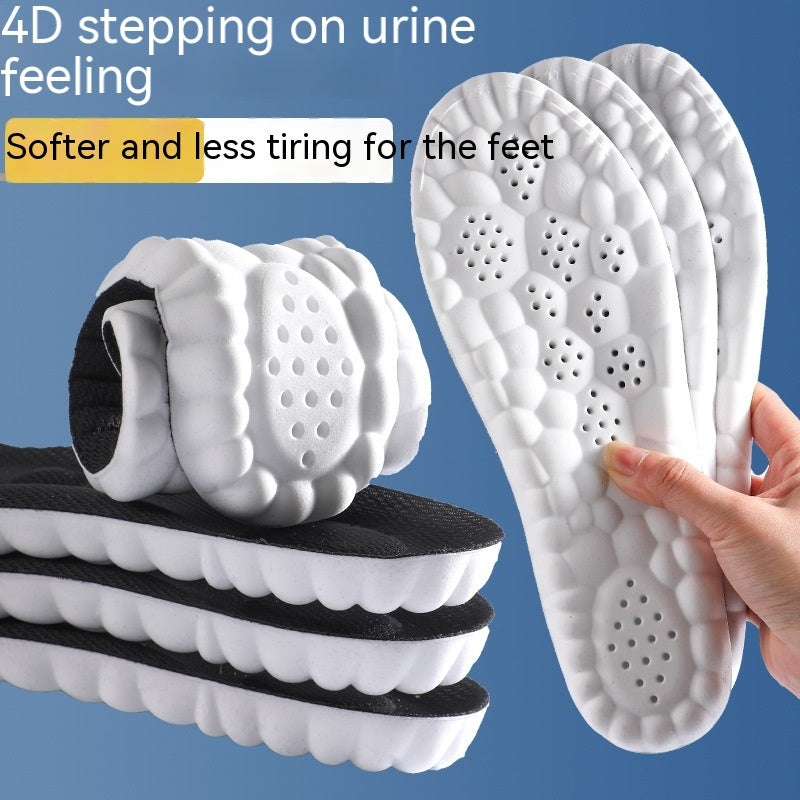 Elevate Your Comfort 4D Cloud Technology PU Massage Instep Insoles with High Elastic Shock Absorption