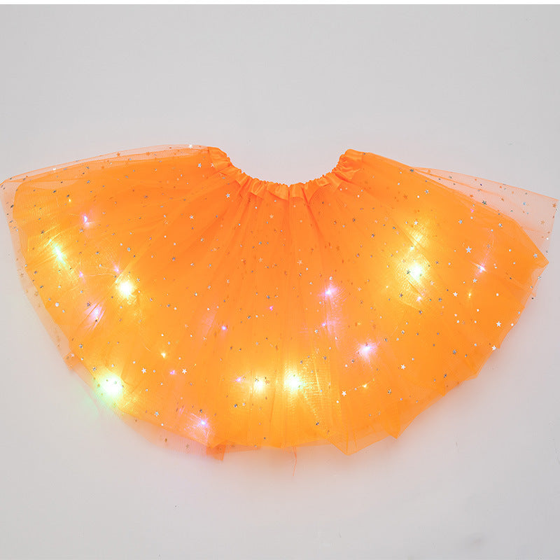 Magical & Luminous  LED Princess Halloween Tutu Skirt Sequins Shiny Skirt