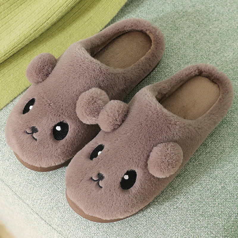 Winter Cartoon Cotton Slippers for Women - Warm and Non-Slip