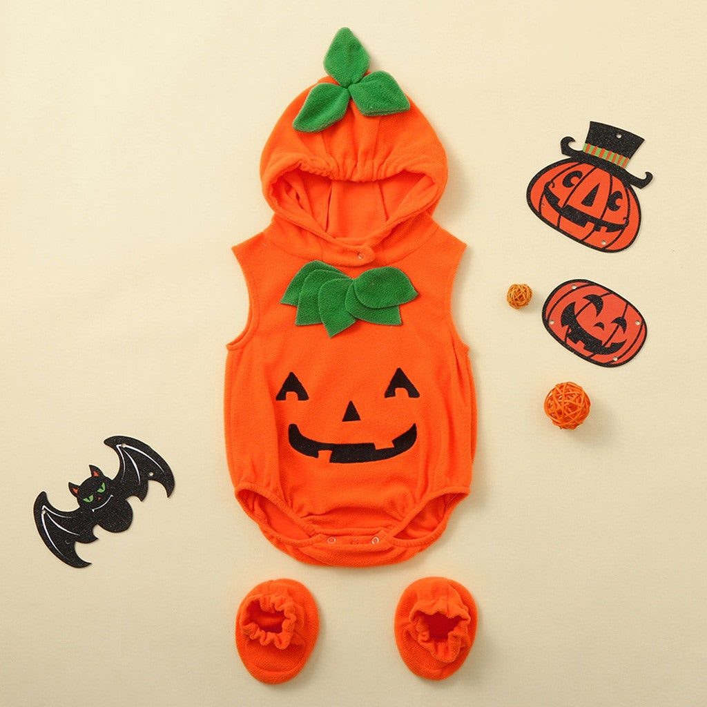 Pumpkin Perfection Baby Cosclothes Halloween Costume Fashionable and Fun Pumpkin Cosplay Jumpsuit for Halloween Festivities