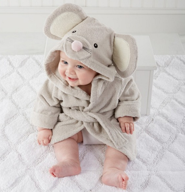 Cuddle Up in Style Cartoon Cute Animal Modeling Baby Bath Towels Luxurious Cotton Children Bathrobes with Baby Hood Perfect for Cozy Bath time Moments