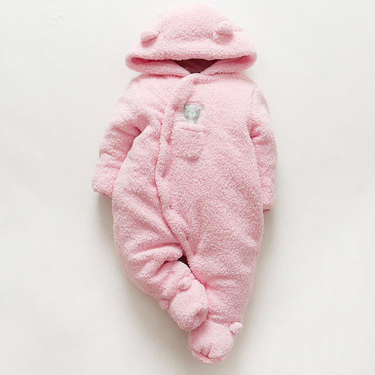 Luxuriously Cozy Lamb Themed Winter Cotton Padded Onesie for Newborns Ensuring Snug Warmth and Gentle Comfort