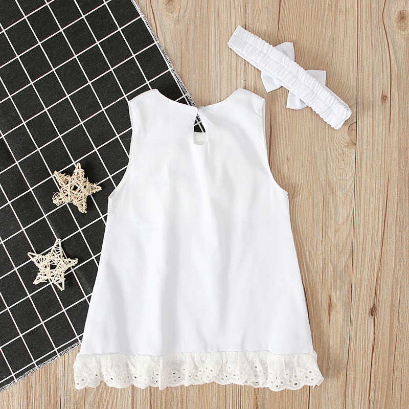 Sweet Elegance Girls Sleeveless Bow Skirt for Adorable Baby Fashion