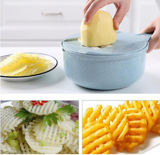 Mandoline Slicer and Vegetable Cutter with Strainer 8-in-1