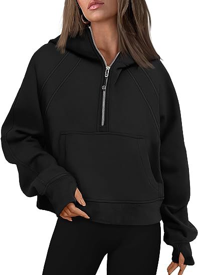 Women's Zipper Hoodies with Pocket: Loose Sporty Pullover Sweaters for Fall and Winte