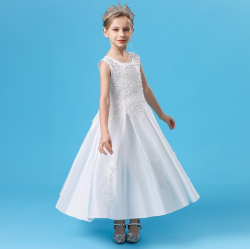 Harmonious Elegance Fashion Children Long Summer Piano Performance Costume Dress