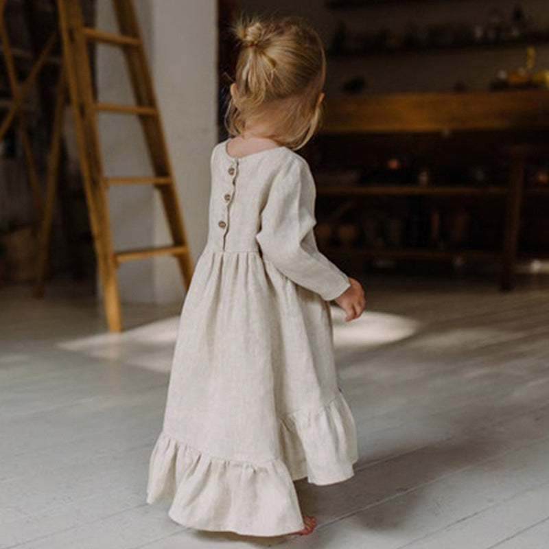 Autumn Elegance Discover New Girls Cotton Linen Dresses for a Chic Seasonal Wardrobe Upgrade