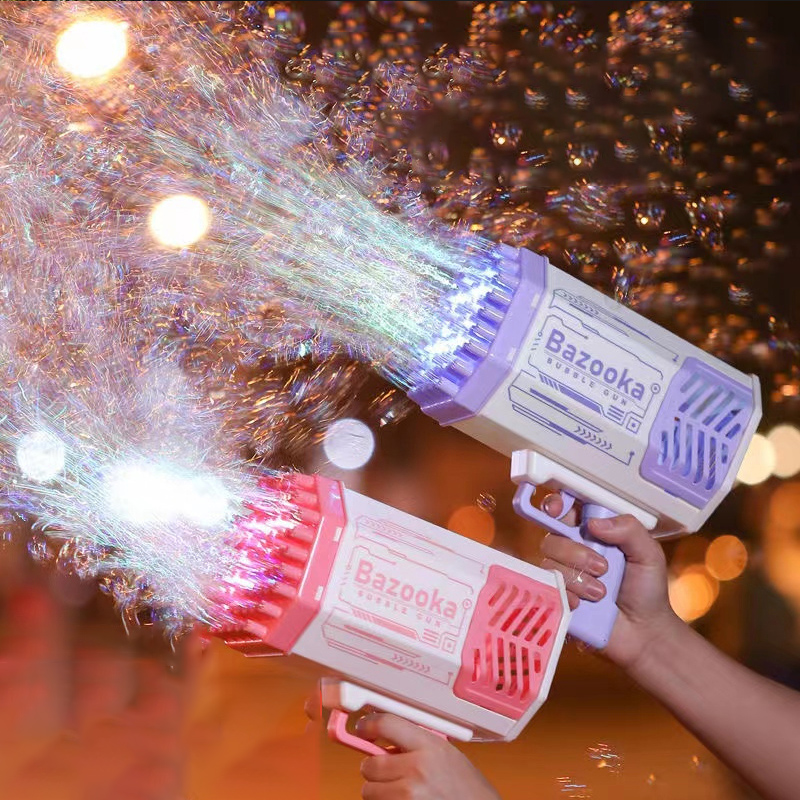 Blast Off Fun Bubble Gun Rocket with 69 Holes Automatic Blower and Light the Perfect Soap Bubble Machine in a Fun Gun Shape for Kids Playtime