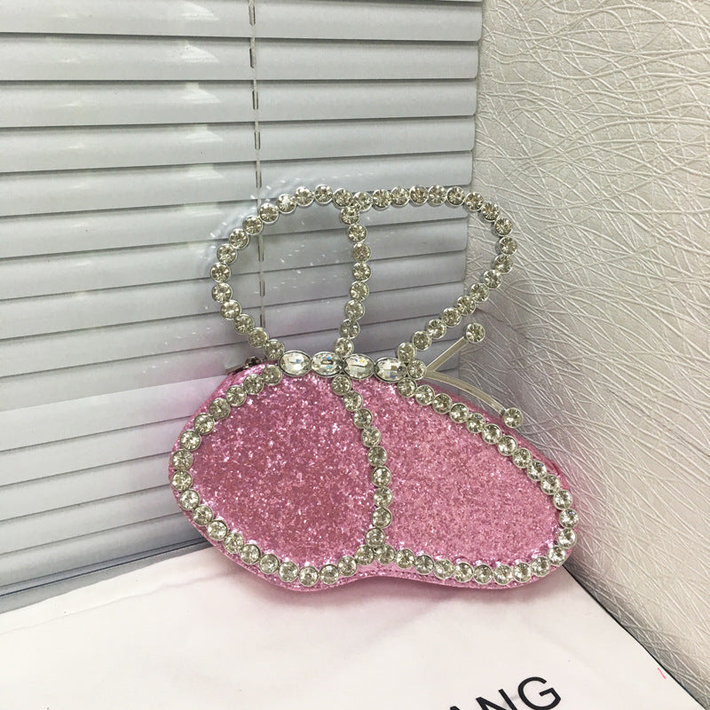 Elegance Embodied Butterfly Dinner Shiny Crystal Bag a Stunning Diamond Clutch Adorned with Lipstick Rhinestones the Epitome of Niche Handbag Luxury