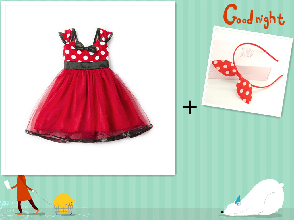 Polka Dot Charm Sleeveless Vest with Bow Princess Dress for Your Little Fashionista