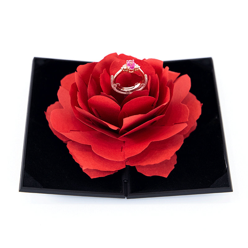 Cherished Moments 3D Love Box Heart Shaped Rose Flower Rotating Ring Box