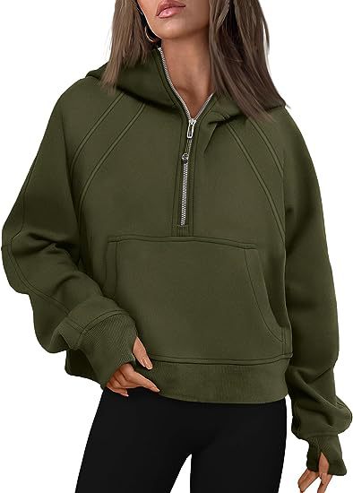 Women's Zipper Hoodies with Pocket: Loose Sporty Pullover Sweaters for Fall and Winte