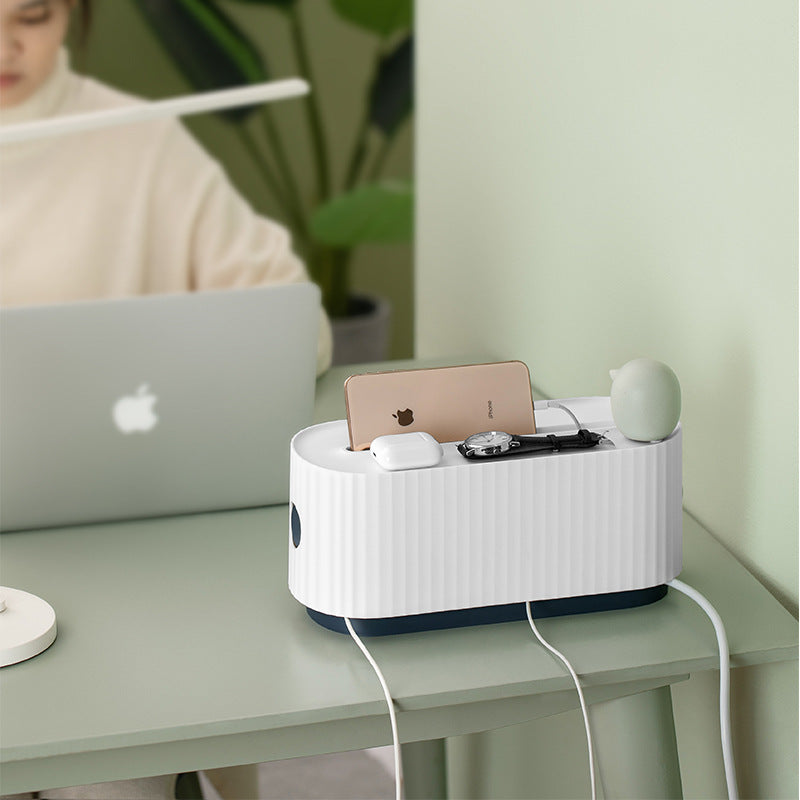 Storage Bin Charger Wire Management Power Strip Wire Case Cable Storage Box Anti Dust Charger Socket Organizer Network Line