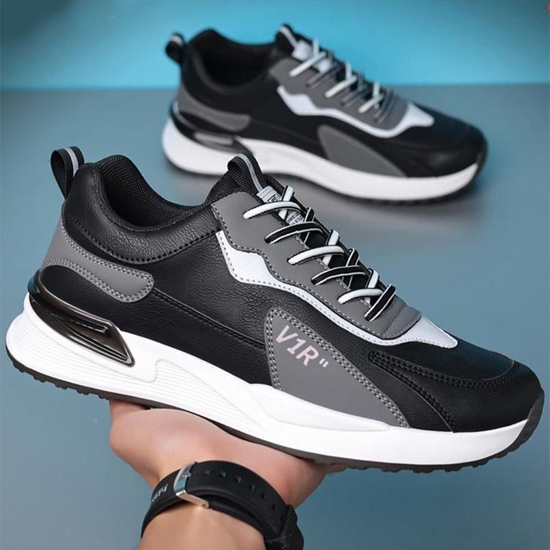 Step Out in Style Versatile and Trendy Casual Men Shoes with Soft Sole Color Block Design and Lace Up Sneakers  Perfect for Running and Sports