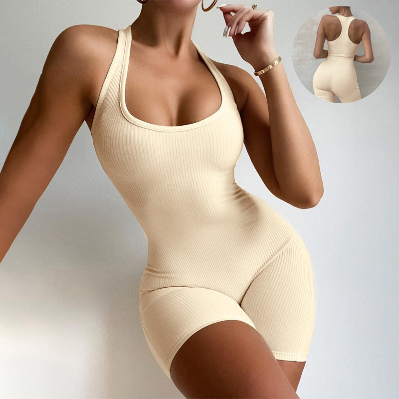 Sleek and Stylish Sleeveless Backless Jumpsuit for Women Fitness and Yoga Bodysuits