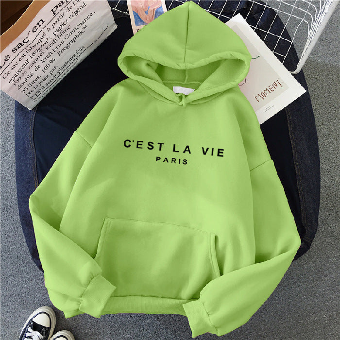 Student Hoodie with Letter Print: Loose Hooded Sweater for Sports