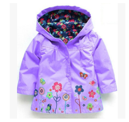 Chic Rain Protection Girls Cute Flowers Hooded Jacket A Stylish Choice for Children