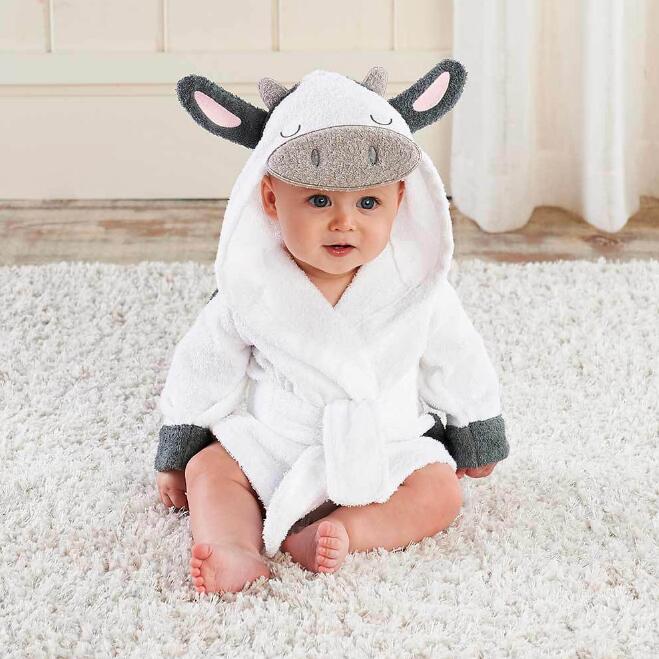 Cuddle Up in Style Cartoon Cute Animal Modeling Baby Bath Towels Luxurious Cotton Children Bathrobes with Baby Hood Perfect for Cozy Bath time Moments