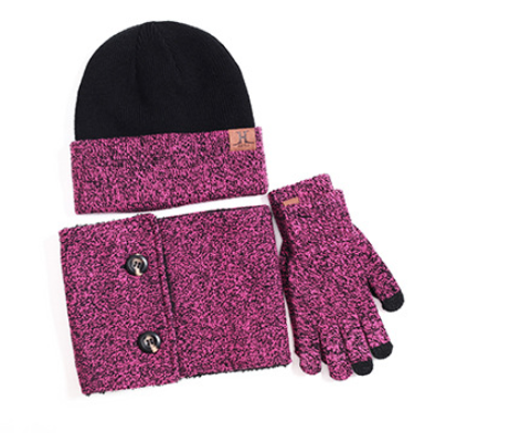 Winter Three-Piece Set: Hat, Neck Cover, and Gloves for Cold Weather Warmth