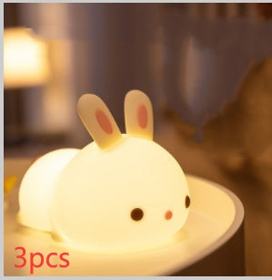 Magical New Year Gift Rabbit Silicone Lamp with Pat Feeding Creative Night Light Design Ideal for Children Toys