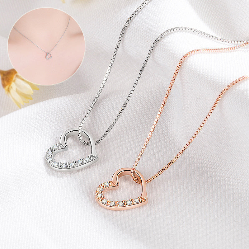 Chic Heart Pendant Necklace S925 Sterling Silver for Women Fashion Jewelry Gifts