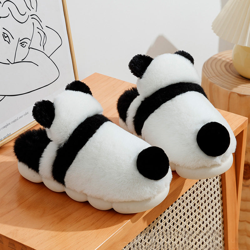 Step into Winter Wonderland with Cute Panda Plush Slippers: Warm, Cartoon-Inspired, Non-Slip, and Ultra-Comfy Thick Sole Footwear for Women at Home