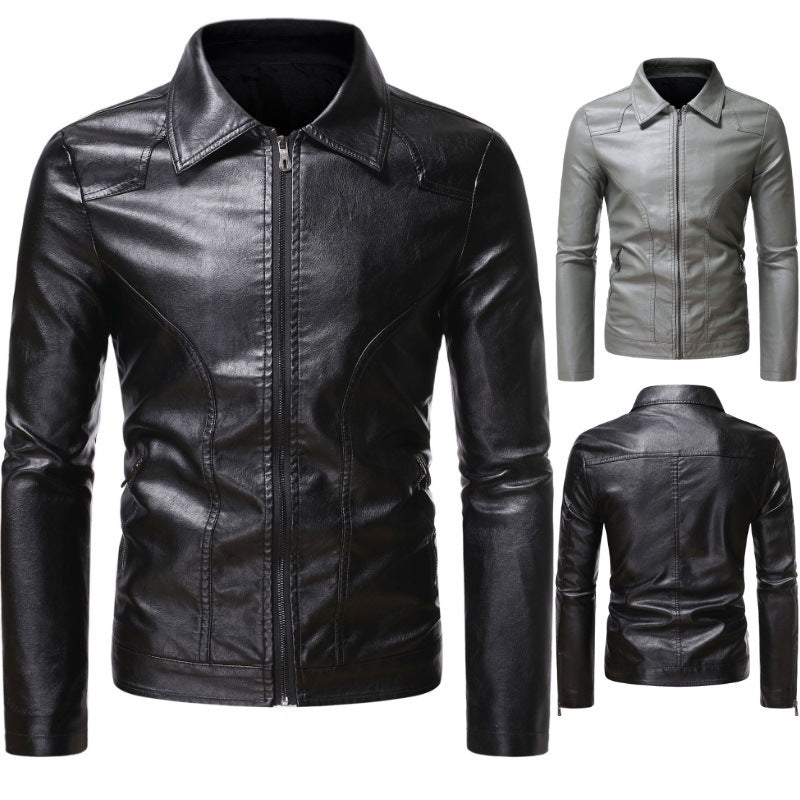 Men's Brown Leather Cafe Racer Jacket: Slim-Fit, Distressed, Real Lambskin