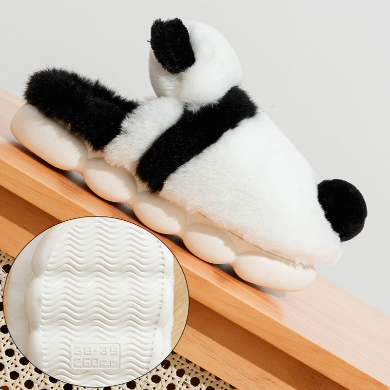 Step into Winter Wonderland with Cute Panda Plush Slippers: Warm, Cartoon-Inspired, Non-Slip, and Ultra-Comfy Thick Sole Footwear for Women at Home