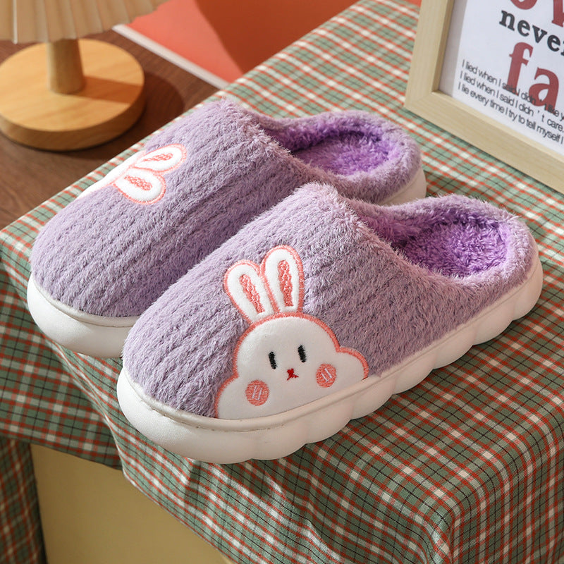 Cozy and Adorable Cute Rabbit Striped Indoor Slippers for Women Warm and Non Slip