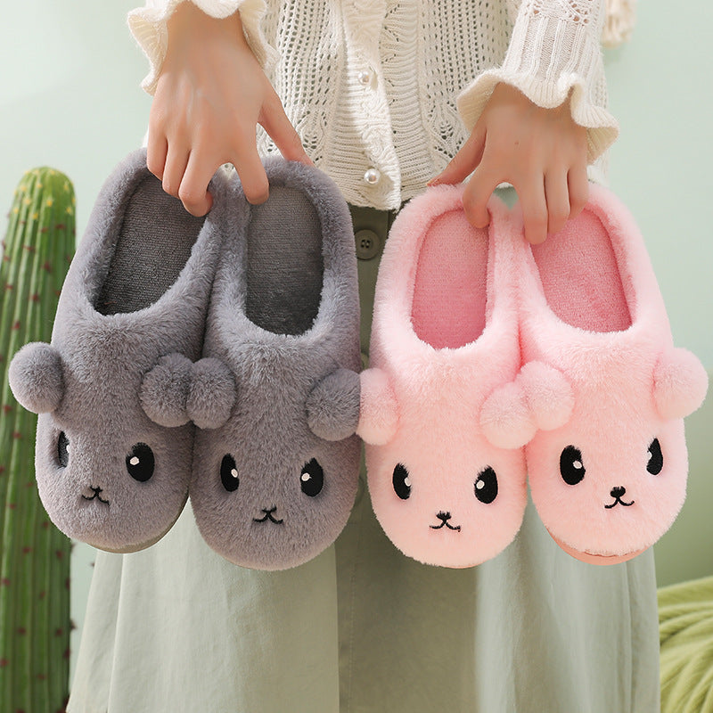 Winter Cartoon Cotton Slippers for Women - Warm and Non-Slip