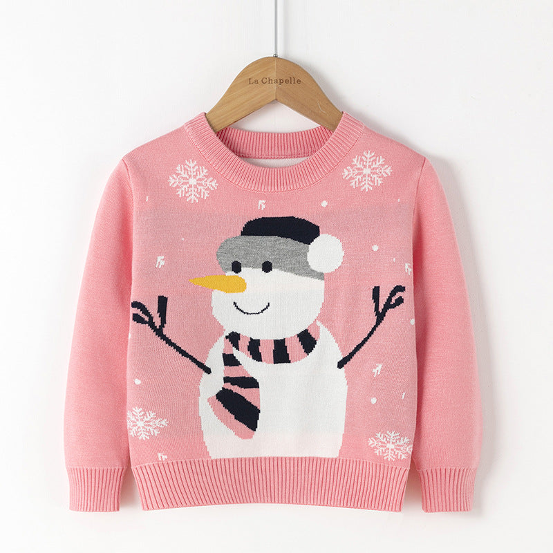 Cotton Double Layer Autumn Winter Christmas Long Sleeved Children Sweater Stay Warm and Festive in Style