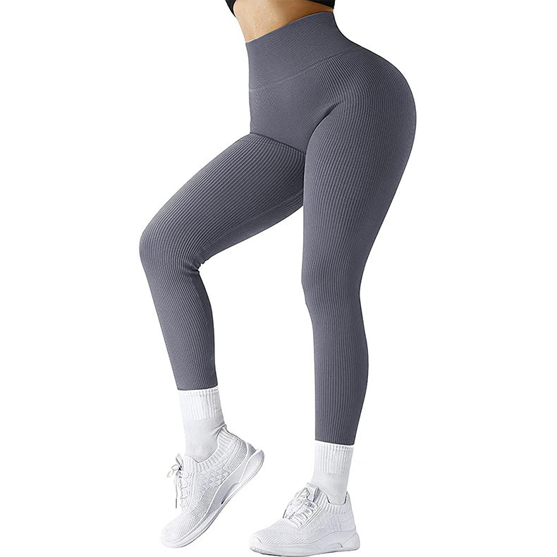 Seamless Sculpt High Waist Threaded Knitted Leggings for Women Fitness and Running