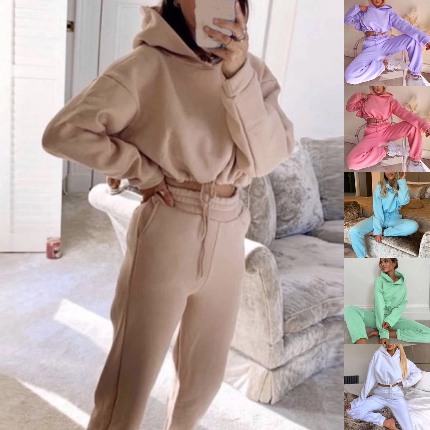 Women's 2-Piece Jogging Suit with Long Sleeve Hoodie: Casual and Fitness Wear