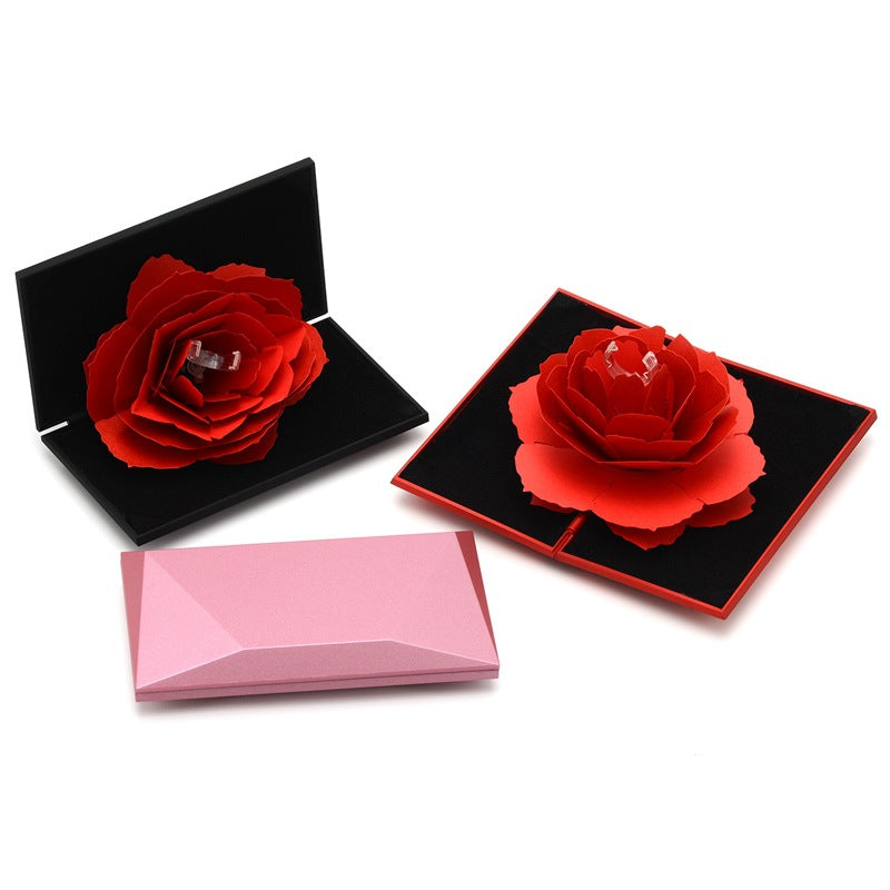 Cherished Moments 3D Love Box Heart Shaped Rose Flower Rotating Ring Box